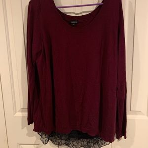 Torrid Split back sweater W/ lace